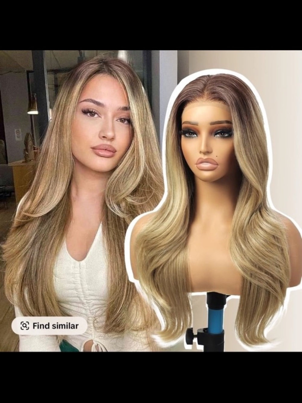 Premium synthetic Blonde Ombre Lace Front Wig - Long Wavy Hair
